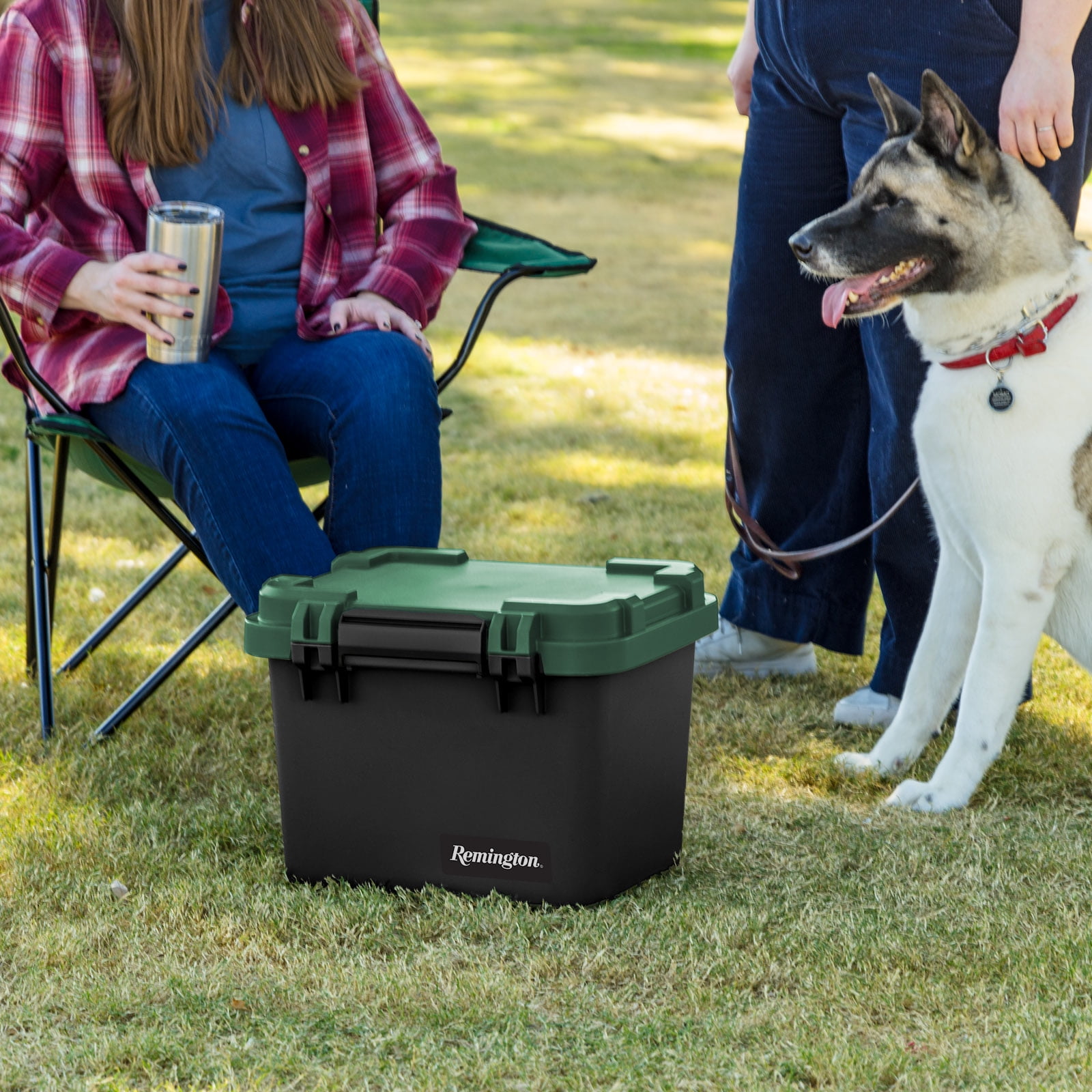 Remington 30 Qt Heavy Duty Trail Box, Stackable Storage Bin with Latching Lids, Black, 4Pk
