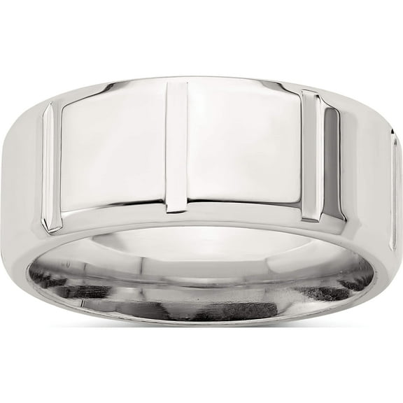 Sterling Silver Ss 8mm Polished Fancy Band Size 10 Made In United States qwb121-10