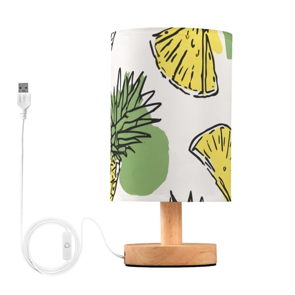 Hand Painted Pineapple Slices Dots Table Lamp with USB Port LED Warm Light Lamp Night Light Home Decor