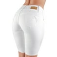 thumbnail image 3 of Fashion2Love Women's Juniors Mid Waist Butt Lift Push Up Ripped Distressed Bermuda Shorts, 3 of 9