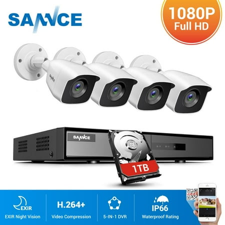 SANNCE 4CH DVR CCTV System 4PCS 2MP IP66 Waterproof Outdoor Security Cameras...