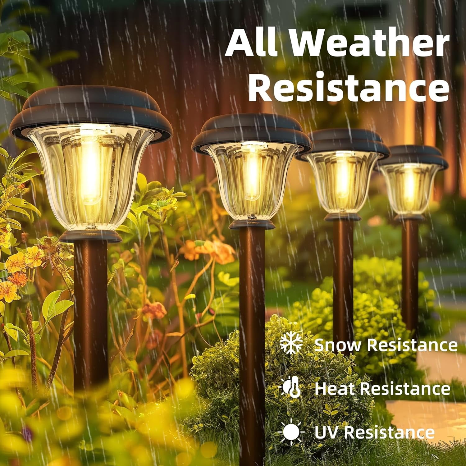 8 Pack Solar Lights Outdoor, Stainless Steel Glass Solar Pathway Lights, Auto On/Off Long-Lasting Waterproof Landscape Lighting for Garden, Landscape, Path, Yard, Warkway (Warm White)