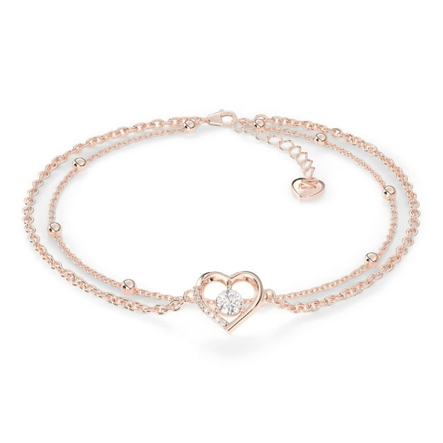 SERASAR 925 Sterling Silver Anklet "Heart" with 18k Gold Plating, RoseGold, Including Gift box