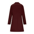 thumbnail image 4 of Women Pea Coats Winter Warm Lapel Collar Single Breasted Trench Coat Business Long Jacket Overcoat Wine M, 4 of 7