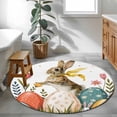 thumbnail image 3 of Round Rug 3.3Ft Washable Non-Slip, Easter Bunny Eggs Circle Area Rugs for Living Room Bedroom, Spring Tulip Daisy Flowers Leaves Country Indoor Floor Mats Carpet Runner for Home Decor Aesthetic, 3 of 8