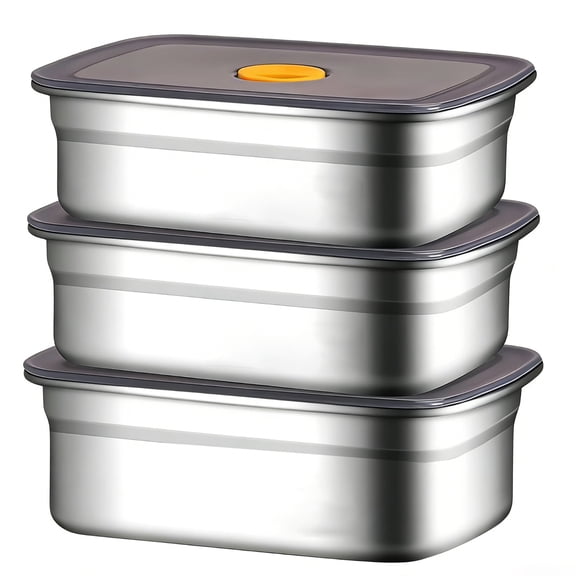 1200ml Bento Box Food Storage Container, SUS316L Stainless Steel Plates with Lids, Leakproof Rectangle Storage Pan for Meal Prep, Fridge, Freezer & Lunch