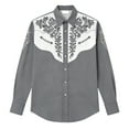 thumbnail image 4 of CONZONE Carnival Mens Buttons Down Shirts Long Sleeve Shirts For Men Trendy Western Cowboy Embroidery Lapel Soft Lightweight Tops, 4 of 4