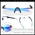 thumbnail image 2 of Photochromic Clear to Dark Mirrored Sport Shield Wrap Rimless Sunglasses [Black Blue - Blue Mirror], 2 of 9