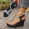 thumbnail image 3 of Rokment Sparkling Rhinestones Butterfly Wedge Dressy Sandals for Women Bride Wedding Glitter Fashion Casual Platform Slingback Dress Summer Shoes with Extra Chunky Heeled Black Size 6, 3 of 7
