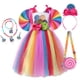 thumbnail image 5 of Disfraz de carnaval de arcoíris con caramelos para niños de 2 a 10 años, vestido de princesa con estampado de piruleta y diadema, ropa para fiesta de cumpleaños y Navidad, 5 of 5