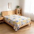 thumbnail image 4 of Linnome Flat Sheet Comfortable Bed Sheet with Floral Patterns Mattress Protective Cover Easy Clean for Double or Twin Bed Multicolor#22, 4 of 5