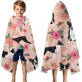 thumbnail image 3 of Boston Terrier Dog and Flower Florals Hooded Bath Towel，50"x30" for Ages 3 To 12 Kids, Quick Dry Lightweight Soft Microfiber Hood Beach Towel Cover Up for Kids, 3 of 7