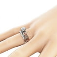 thumbnail image 2 of keusn new women silver & rose gold filed white wedding engagement floral ring set w, 2 of 4