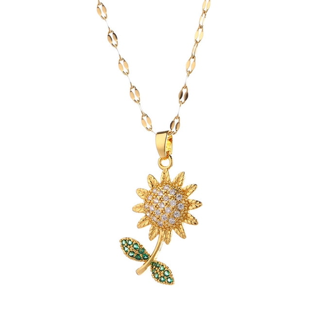 Collier Pendentif Tournesol pour Femmes en Laiton avec Pierre CZ