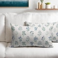 thumbnail image 2 of Blue Green Block Print Pillow Covers 12x20 Set of 2 Decorations Vintage Floral Throw Pillow Covers Decor Rustic Pillowcases Flower Pattern Farmhouse Cozy Soft for Sofa Bed Chair Home Decorative, 2 of 4