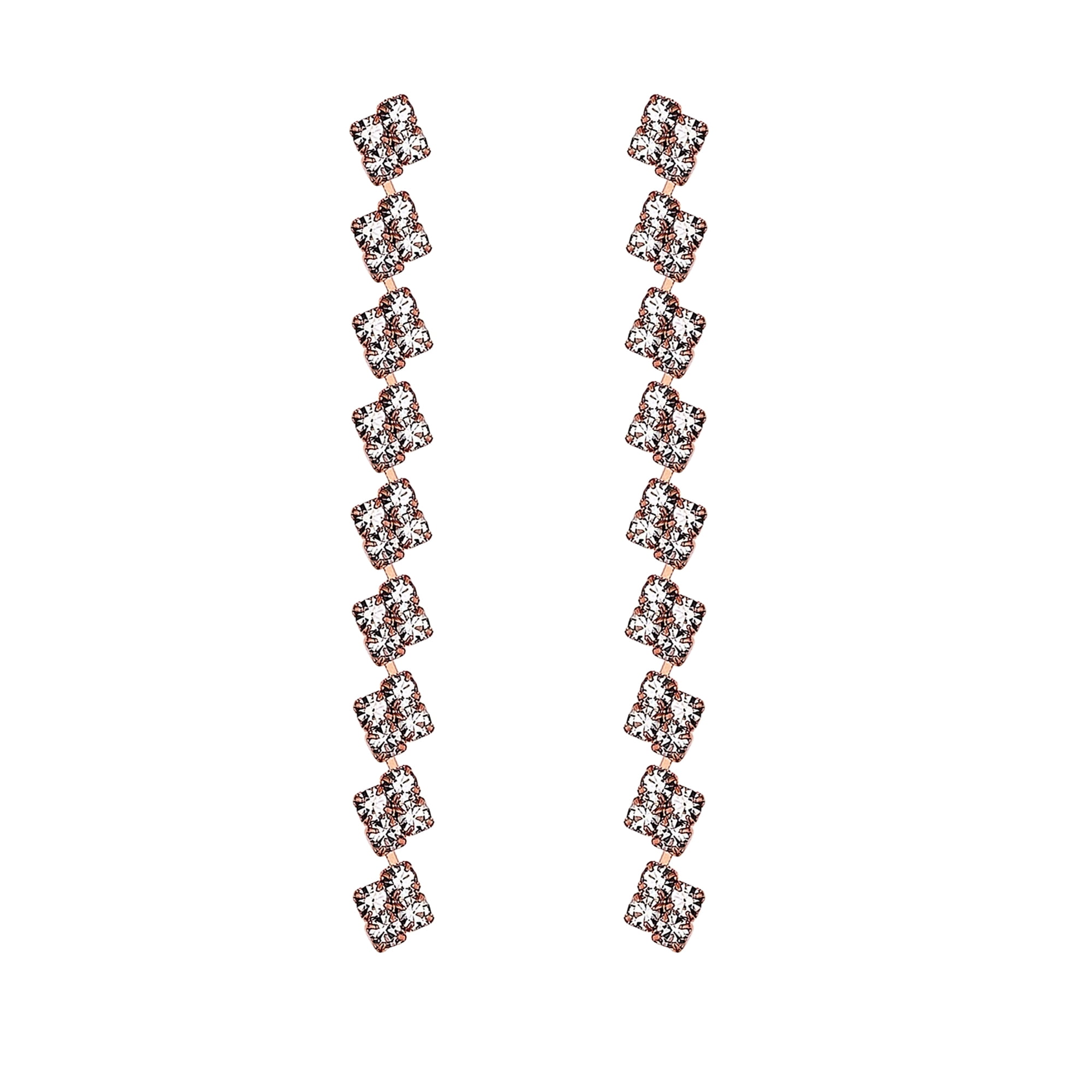 X & O 14KT Rose Gold Plated Crystal Square Station Earring