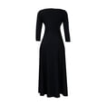 thumbnail image 4 of BangWanChi Black Dresses for Women Women's Spring and Fall New Fashion Style Lace Up Long Sleeve Large Size Long Dress, 4 of 4