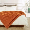 thumbnail image 5 of Home Soft Things Line Drawing Faux Fur Throw Blanket with Micromink Back, Luxury Soft Cozy Plush Fluffy Fuzzy Reversible Thick Warm Throw Blanket, 60x70 inches, Burnt Orange, 5 of 10