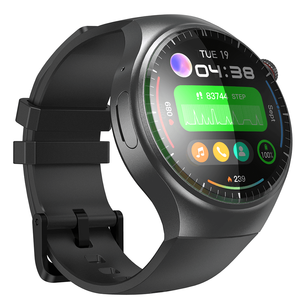 UBABAI DM80 Smart Watch 2GB+16GB 1.43inch WIFI GPS 4G Network 1000mah Black Silicone Strap