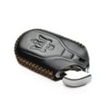thumbnail image 4 of Vitodeco Genuine Leather Keyless Smart Key Fob Case Cover with Key Chain Compatible for Maserati Ghibli, Levante, Quattroporte (Light Button, Black), 4 of 6