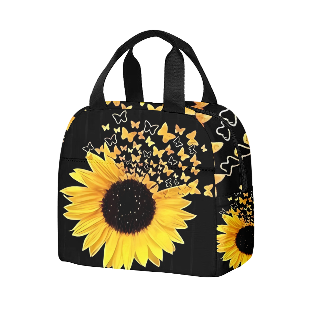 Sunflower Print Lunch Boxes Girls Women Cooler Thermal Food Insulated Lunch Bag School Children
