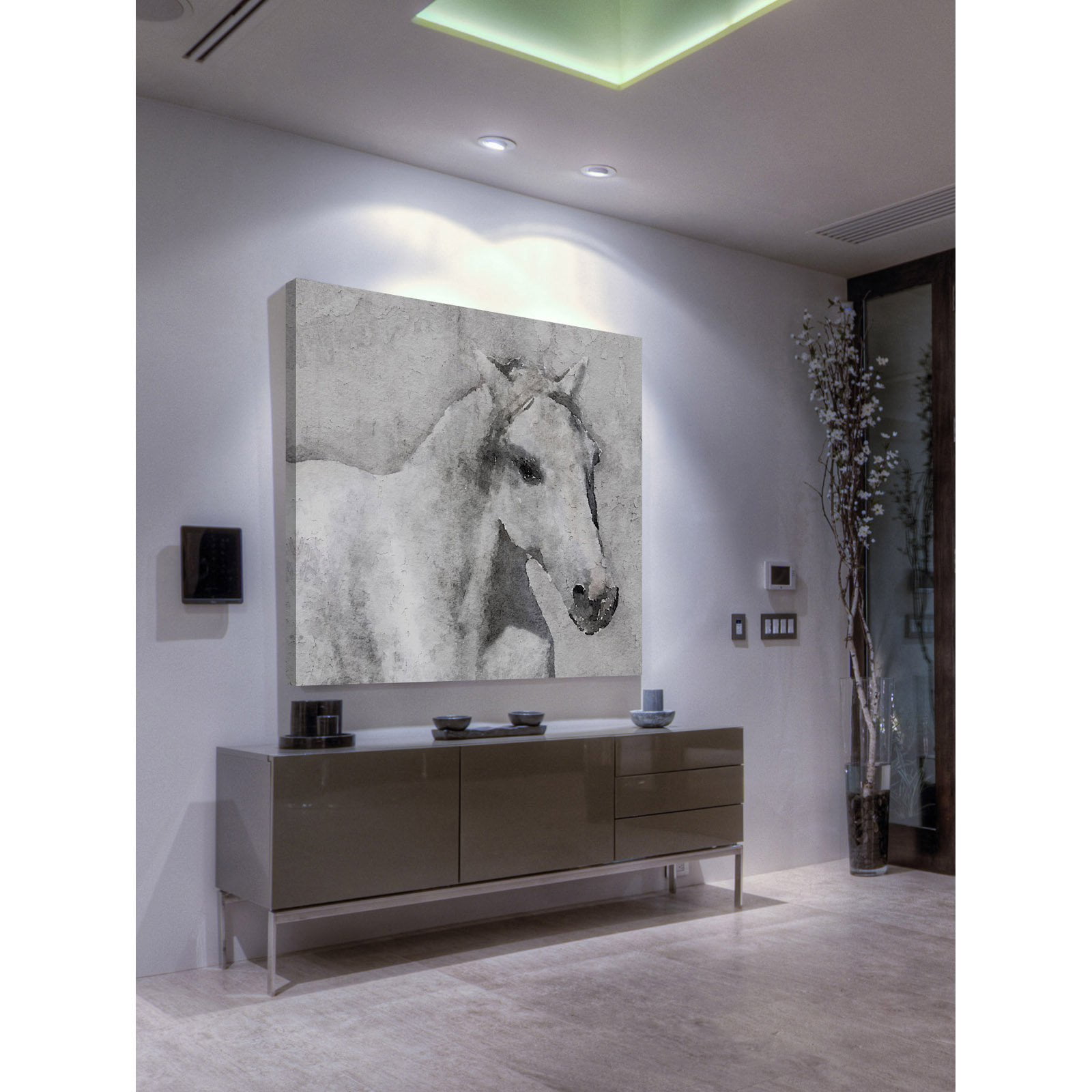 "Grey Elegant Horse" Painting Print on Wrapped Canvas