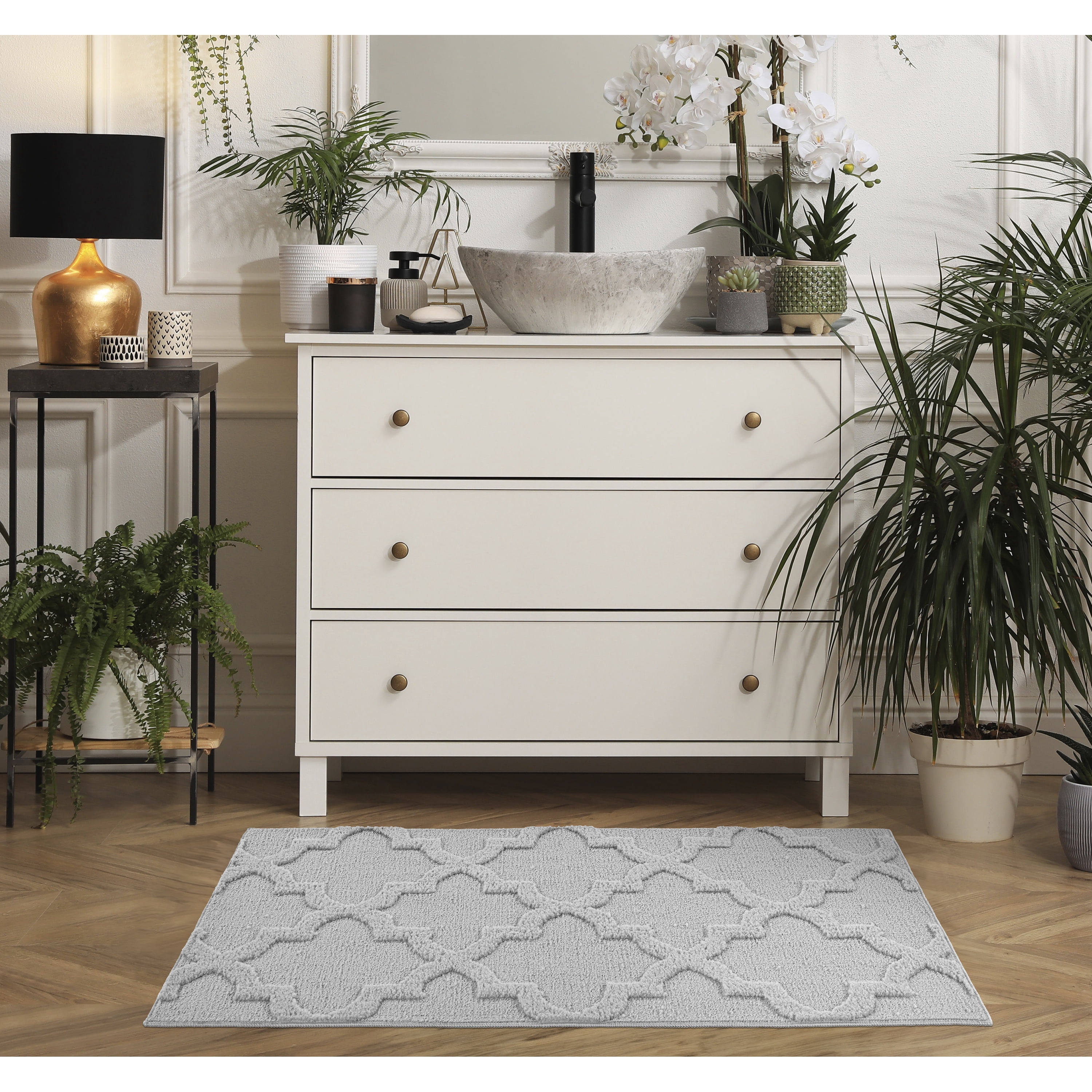 Garland Rug Quatro Polypropylene Silver Indoor Area Rug, 3' x 5'