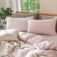 thumbnail image 5 of MooMee Pillowcases 100% Washed Cotton Linen Like Textured Envelope Closure Set of 2 (Grayish Pink, King), 5 of 5