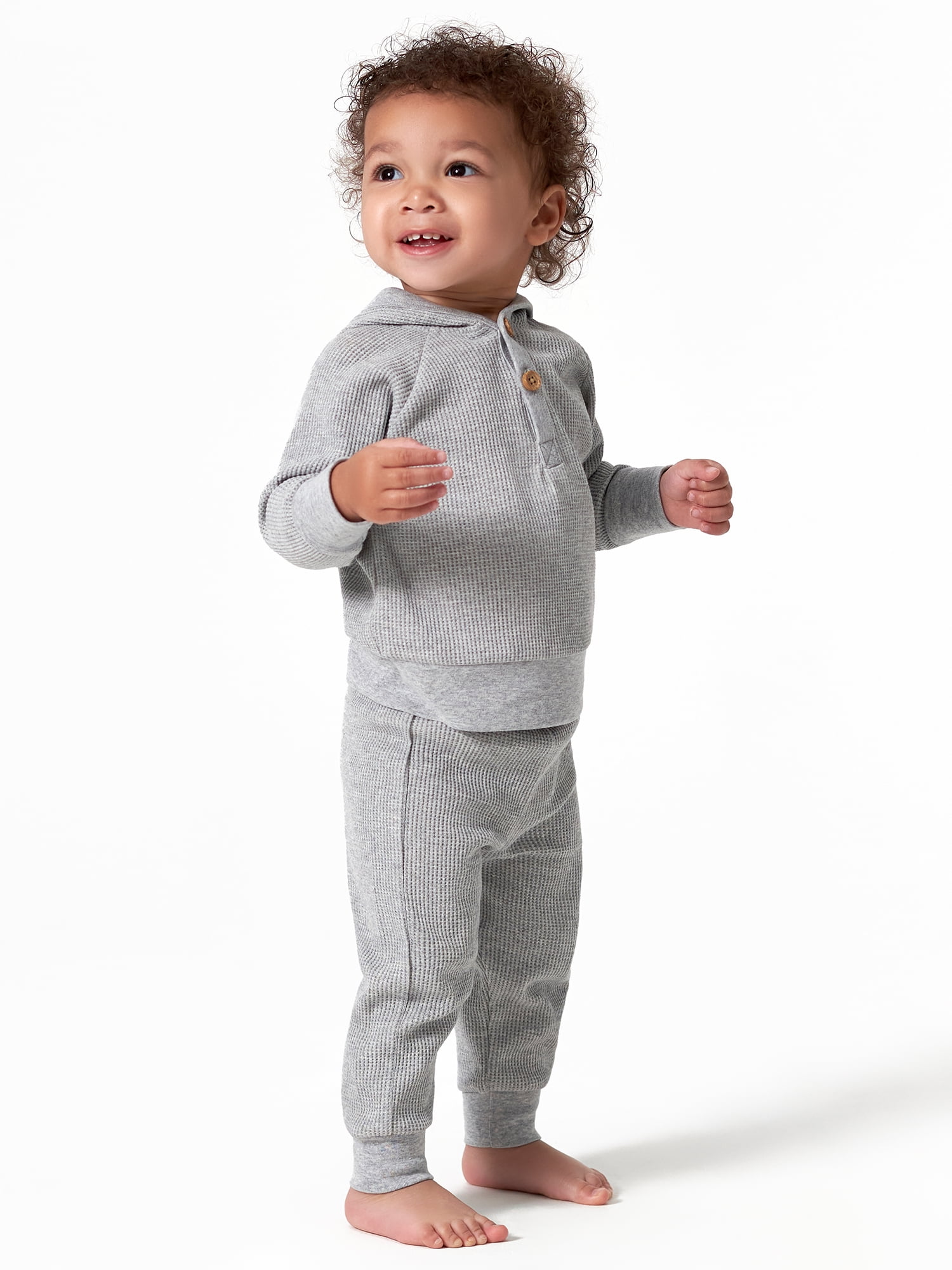 Modern Moments by Gerber Baby Boy Waffle Hoodie & Pant Outfit Set, 2-Piece, Sizes 0/3-24 Months