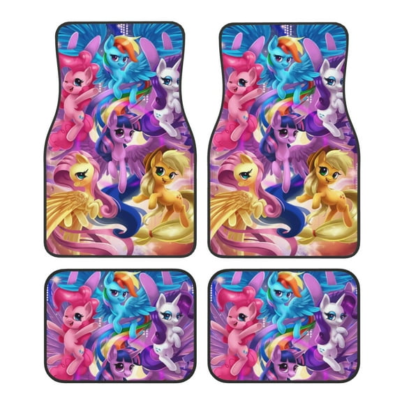 4 Pieces Car Floor Mat Set My Little Pony Protection Full Sets Universal Fit for SUV, Sedans, Vans, Trucks