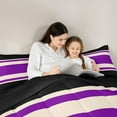 thumbnail image 5 of jejeloiu Geometric Stripes Full Size Comforter Sets,Modern Abstract Bedding Comforter Set,Purple Black Lines Bedding Sets For Girls,Microfiber Bedroom Decor Reversible,3pcs, 5 of 8