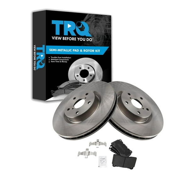 TRQ Front Brake Pad & Rotor Kit Brake Pads Brake Rotor Semi-Metallic Fits Select 2007-2014 Subaru Impreza 2015-2017 WRX STI