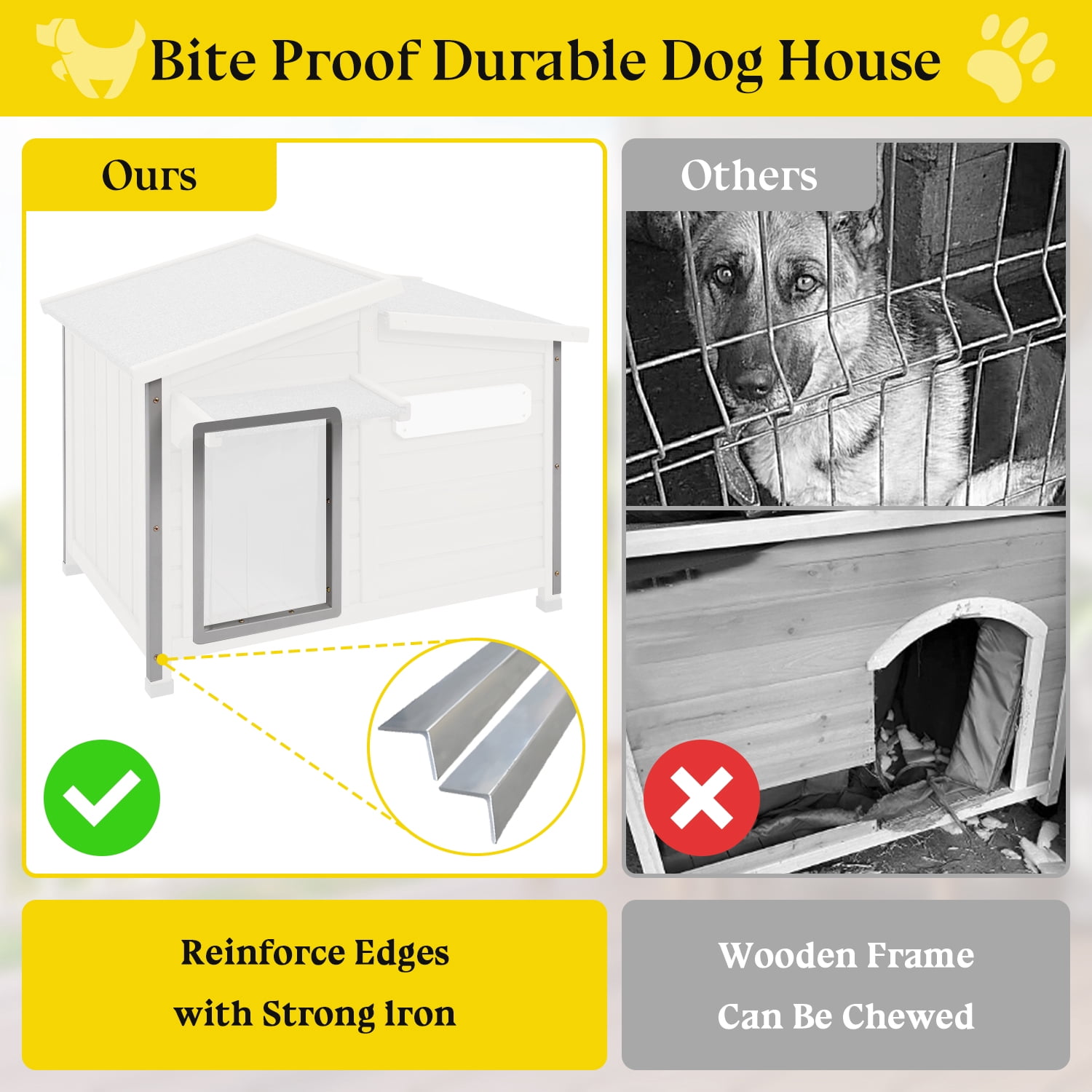 Gowoodhut 43" L Dog House Outdoor, Large Wooden Dog Kennel Indoor with Window
