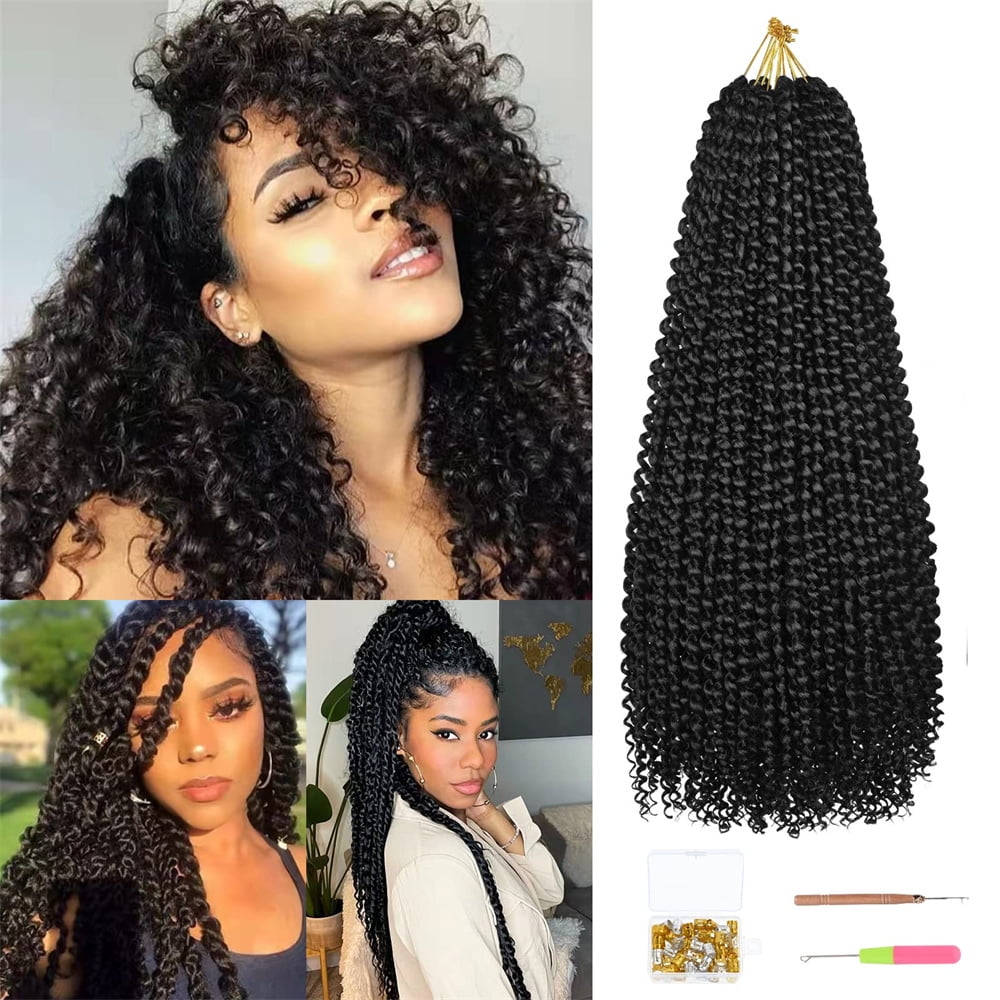 Pesonlook 8 Packs 18 Inch Passion Twist Hair Black Water Wave Synthetic Crochet  Braids Pre Looped Hair Braids for Long Bohemian Curl Hair  Extensions(1B,22Strands/pack,18Inch) - Walmart.com