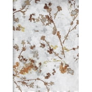 Camilla Branches Twigs Leaves Browns Gold White Textured Fabric Benson Mills (52 x 70 Rectangle)