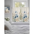 thumbnail image 4 of Blue Flowers Rustic Tier Curtains 45 Inches Long, Spring Vintage Botanical Floral Beige Window Treatment Curtain Drapes, Window Half Privacy Curtains for Bedroom Bathroom, 42"x45", 2 Panels, 4 of 7