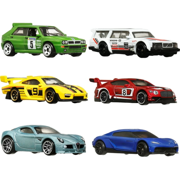 Hot Wheels 1:64 Scale Die-Cast Toy Cars, Set of 6 Euro Style Vehicles (Styles May Vary) [Walmart Exclusive]