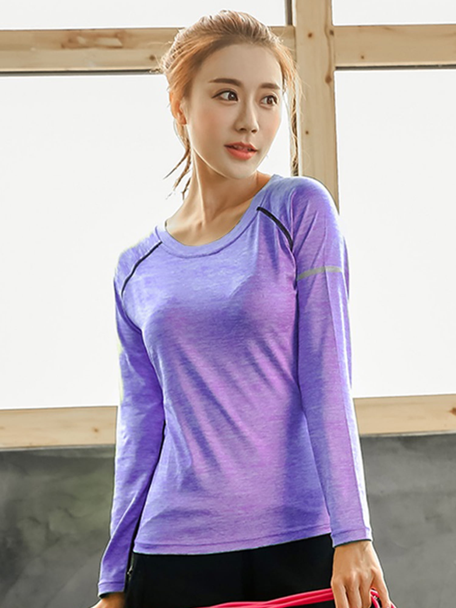 DODOING Women's Fashion Fitness Blouse Tops Casual Long Sleeve Shirt ...