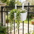 thumbnail image 5 of NWOKYZGH 1 Pack Metal Iron Hanging Flower Pot, Oval Railing Planter Fence Garden Balcony Planter Hanging Plant Pot Metal Bucket Flower Holders with Detachable Hooks for Outdoor Indoor Home Décor, 5 of 6