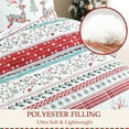 thumbnail image 6 of Exclusivo Mezcla Christmas King Size Comforter Set, 3 Pieces Reversible Rust Red Striped Bedding Comforters, Printed Flowers Reindeer Pattern, 6 of 7