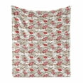 thumbnail image 1 of Nature Soft Flannel Fleece Throw Blanket, Curly Pattern with Romantic Flowers in Tender Tones, Cozy Plush for Indoor and Outdoor Use, 70" x 90", Pink Sepia, by Ambesonne, 1 of 6