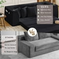 thumbnail image 6 of 82'' Boneless Loveseat Sleeper Sofa, Convertible Sofa Bed with Side Pocket Cup Holders, Corduroy Pull Out Floor Couch with 5 Pillows, Folding Mattress Couch for Small Spaces No Assembly (Black), 6 of 7