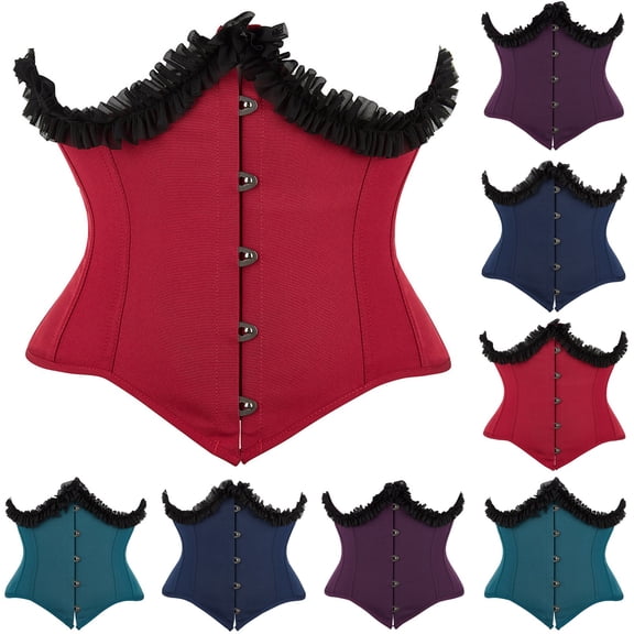 Elainilye Fashion Corset Tops for Women Lace Patchwork Color Gothic Court Evening Wear Shaping Top Corsets Underbust,Blue