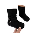 thumbnail image 5 of Mooqilaa Girls Mid Calf Boots, Non Slip Lightly Fleece‑Lined Faux Suede Casual Fall Winter Shoes Black Size 12 Little Kids, 5 of 7