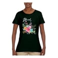 thumbnail image 2 of Wild Bobby, Cute Hearts and Flowers Blessed, Inspirational/Christian, Women Graphic Tee, Forest Green, Small, 2 of 3