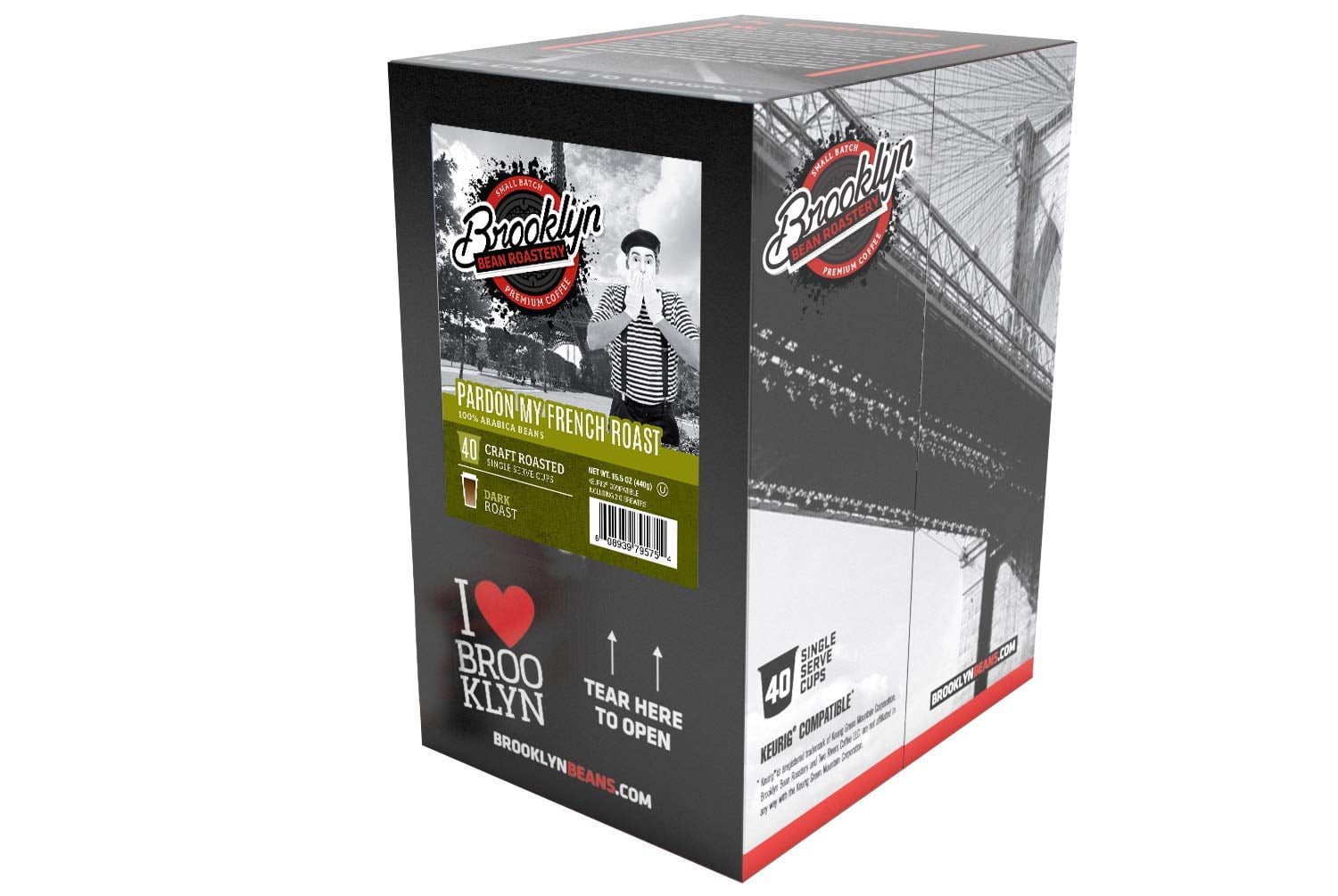 Brooklyn Bean Roastery French Roast Coffee Pods for Single-Serve Coffee Brewers, 40-Pack
