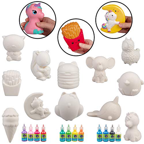 SCS Direct DIY Jumbo 46" Blank Squishies (12pc) & Puffer Paint (12 Bottles) Combo Pack White