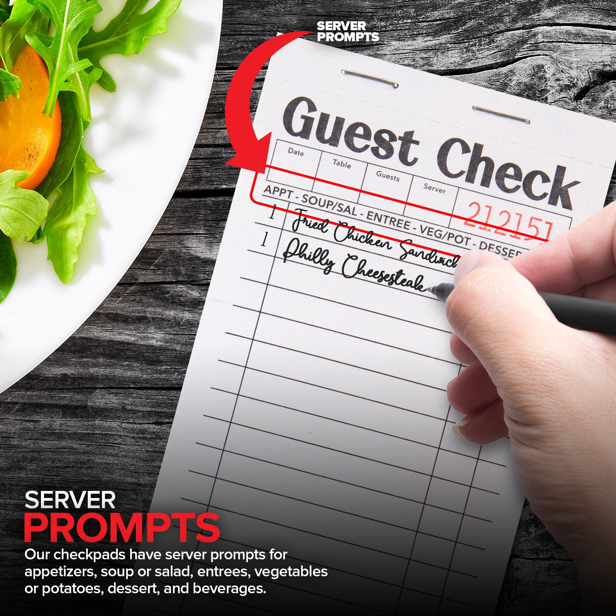 Stock Your Home Black and White Guest Check Books for Servers, 160 Pack – Server Note Pads, Waiter Checkbooks, Food Receipt Books, Restaurant Order Pads, Paper Checks, 1000 Tickets