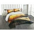 thumbnail image 3 of Ambesonne Fall Quilted Bedspread Set 3 Pcs, Sunset Tiber River Rome, King Size, Marigold Yellow Black, 3 of 5