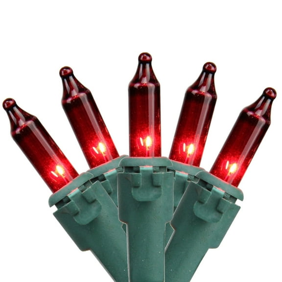 CC Christmas Decor Mini Christmas Light Set - Red - 36ft Green Wire - 100ct